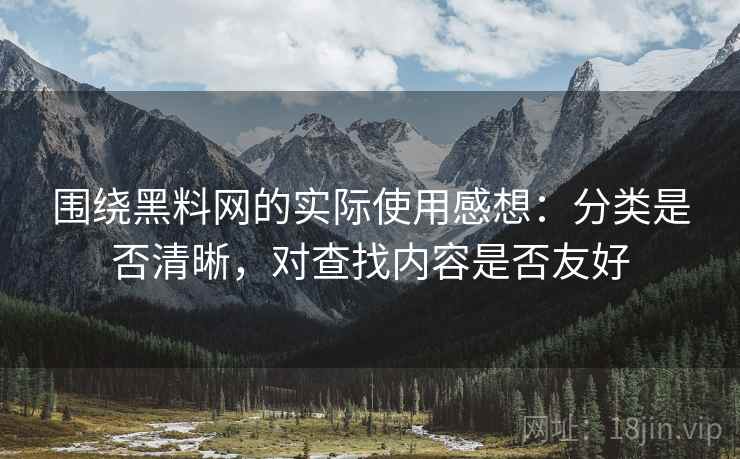围绕黑料网的实际使用感想：分类是否清晰，对查找内容是否友好